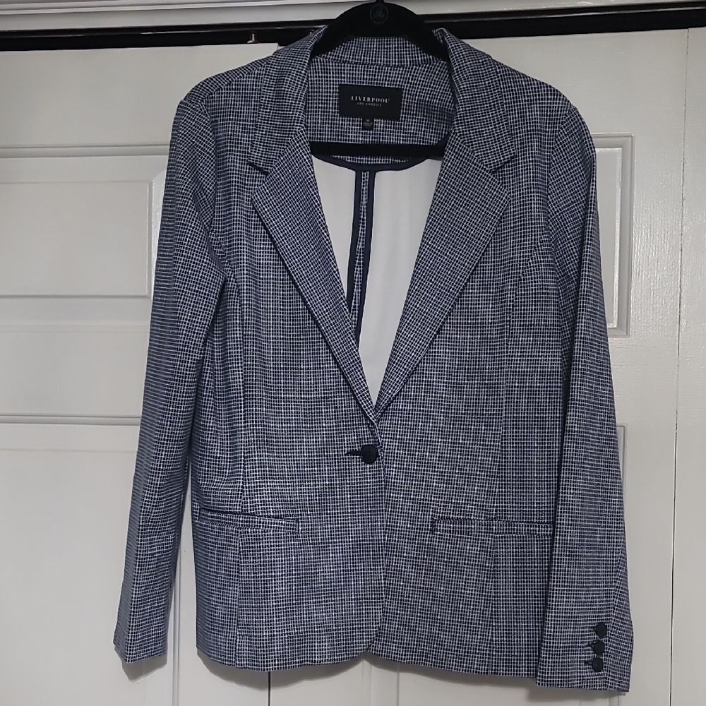 Liverpool Navy and White Checkered Blazer